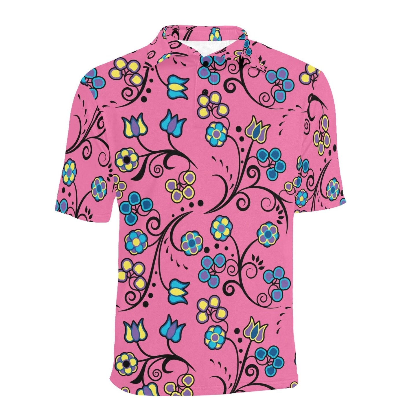 Blue Trio Bubblegum Men's All Over Print Polo Shirt (Model T55) Men's Polo Shirt (Model T55) e-joyer 