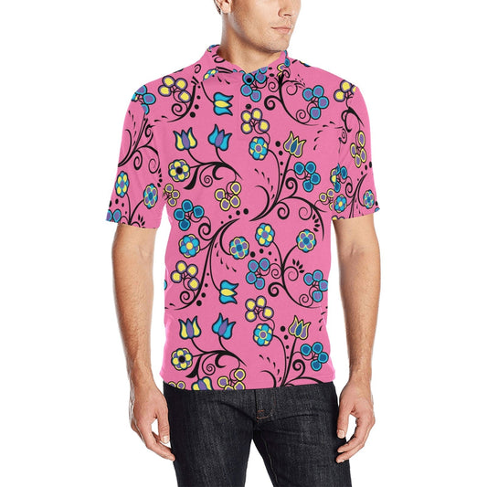 Blue Trio Bubblegum Men's All Over Print Polo Shirt (Model T55) Men's Polo Shirt (Model T55) e-joyer 