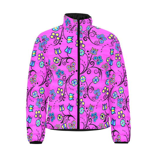 Blue Trio Bubblegum Men's Stand Collar Padded Jacket (Model H41) Men's Stand Collar Padded Jacket (H41) e-joyer 