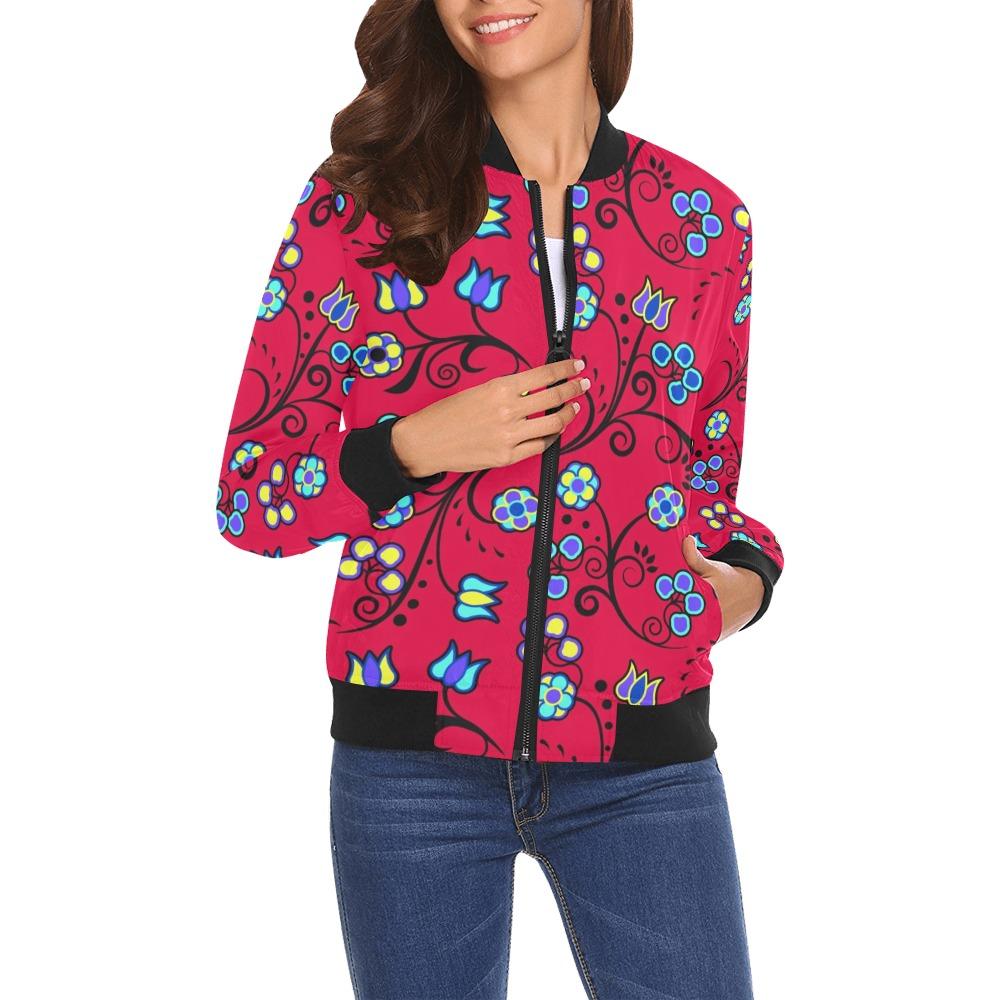 Blue Trio Cardinal All Over Print Bomber Jacket for Women (Model H19) Jacket e-joyer 