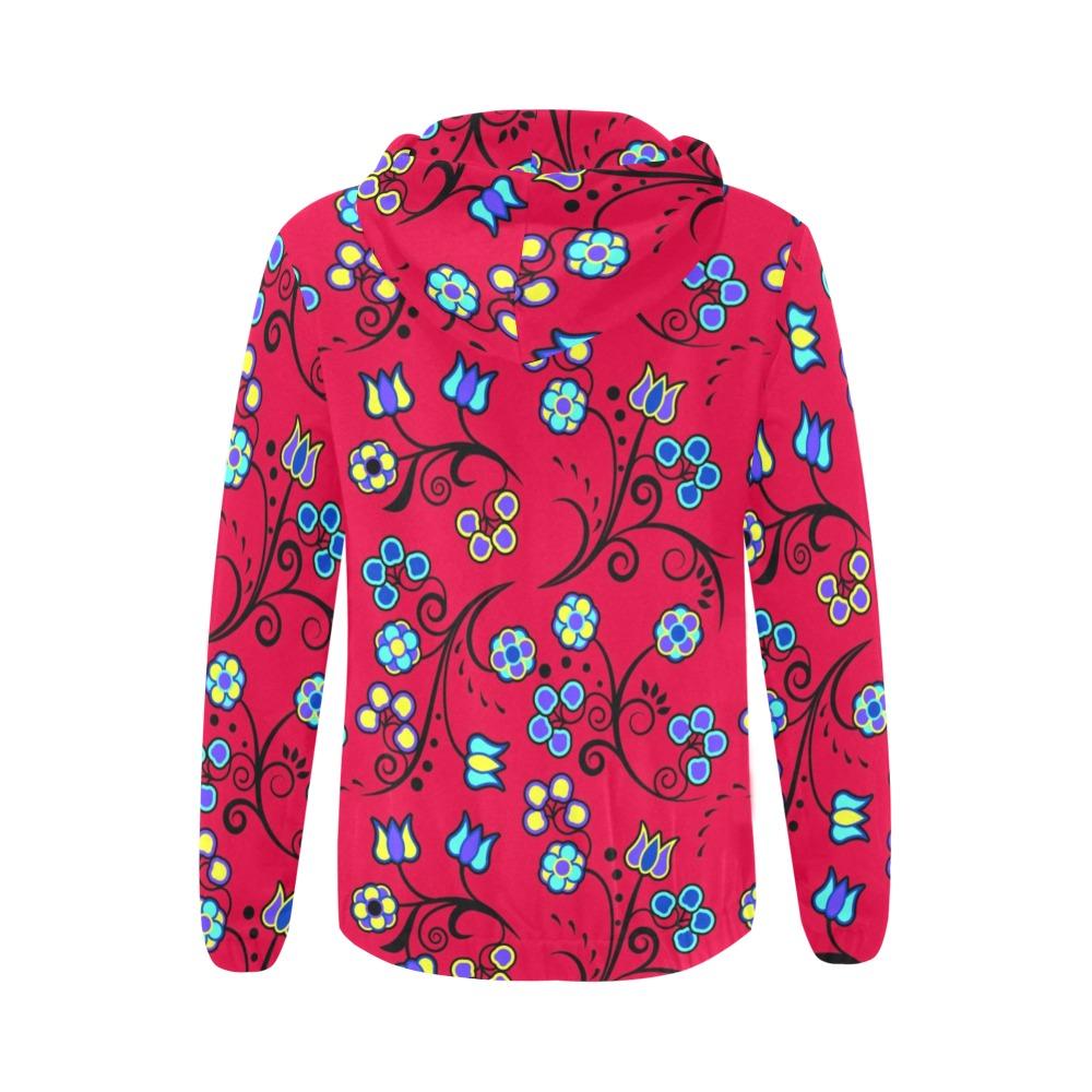 Blue Trio Cardinal All Over Print Full Zip Hoodie for Women (Model H14) hoodie e-joyer 