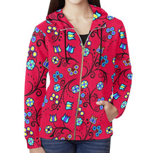 Load image into Gallery viewer, Blue Trio Cardinal All Over Print Full Zip Hoodie for Women (Model H14) hoodie e-joyer 
