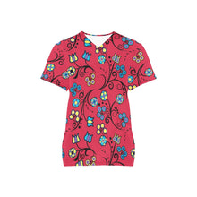 Load image into Gallery viewer, Blue Trio Cardinal All Over Print Scrub Top Scrub Top e-joyer 
