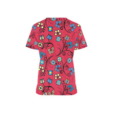 Load image into Gallery viewer, Blue Trio Cardinal All Over Print Scrub Top Scrub Top e-joyer 
