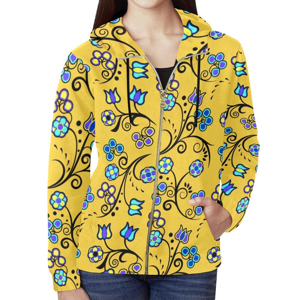 Blue Trio Tuscan All Over Print Full Zip Hoodie for Women (Model H14) hoodie e-joyer 