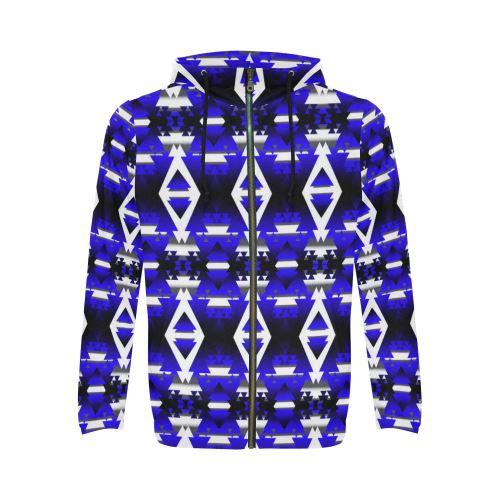 Blue Winter Camp All Over Print Full Zip Hoodie for Men (Model H14) All Over Print Full Zip Hoodie for Men (H14) e-joyer 