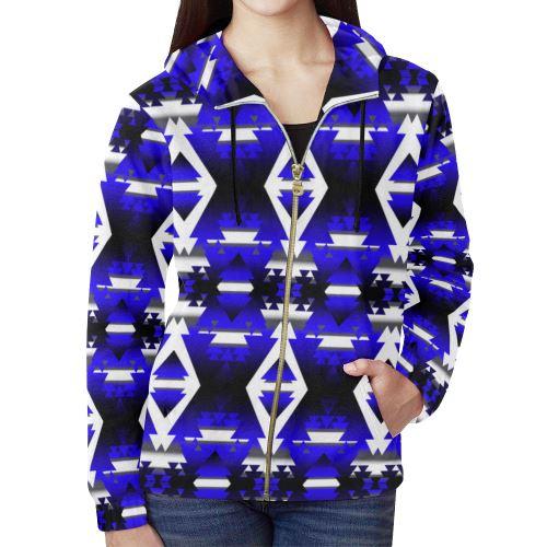 Blue Winter Camp All Over Print Full Zip Hoodie for Women (Model H14) All Over Print Full Zip Hoodie for Women (H14) e-joyer 