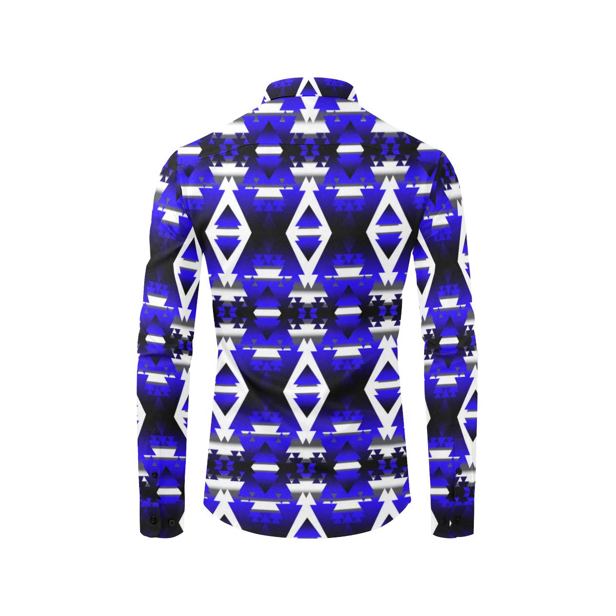 Blue Winter Camp Men's All Over Print Casual Dress Shirt (Model T61) Men's Dress Shirt (T61) e-joyer 