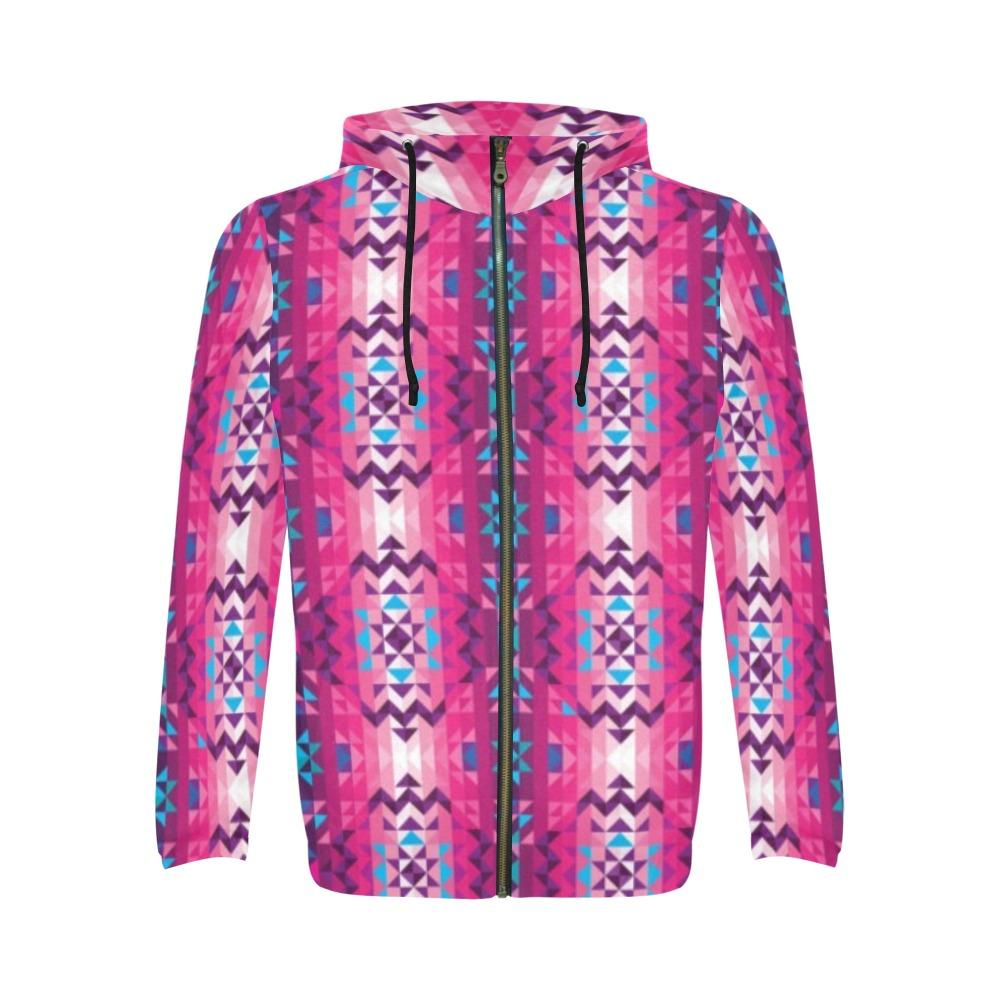 Bright Wave All Over Print Full Zip Hoodie for Men (Model H14) All Over Print Full Zip Hoodie for Men (H14) e-joyer 