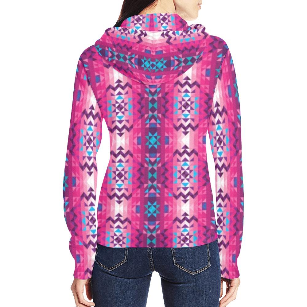 Bright Wave All Over Print Full Zip Hoodie for Women (Model H14) All Over Print Full Zip Hoodie for Women (H14) e-joyer 