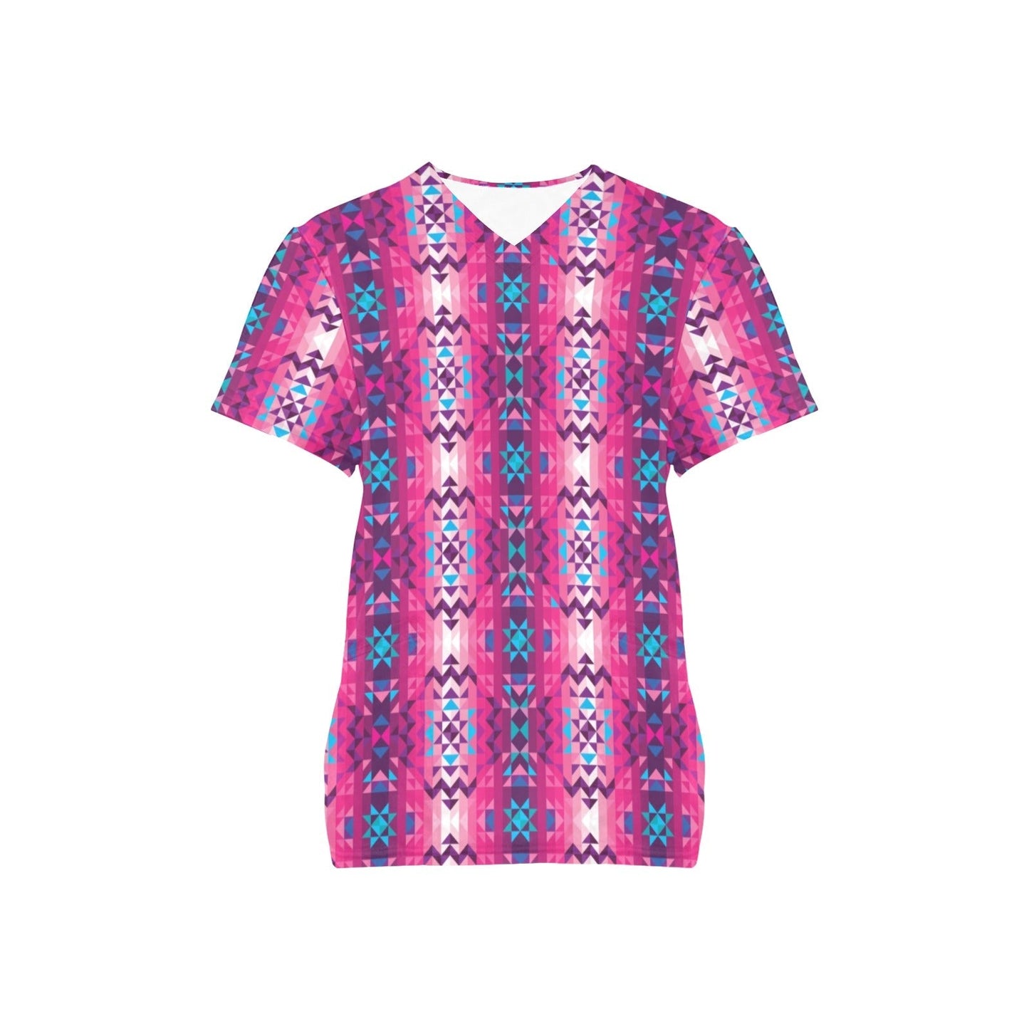 Bright Wave All Over Print Scrub Top Scrub Top e-joyer 