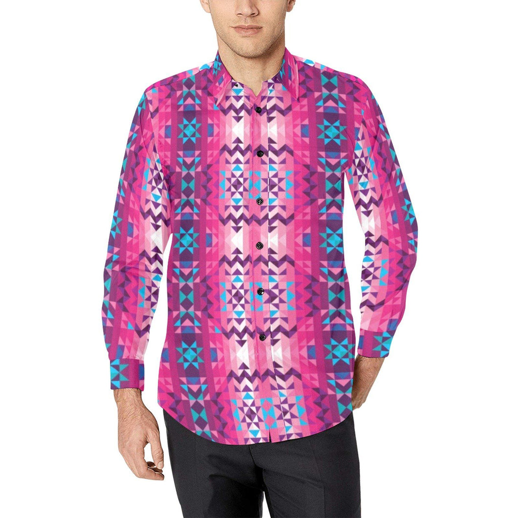 Bright Wave Men's All Over Print Casual Dress Shirt (Model T61) Men's Dress Shirt (T61) e-joyer 