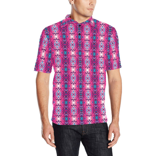 Bright Wave Men's All Over Print Polo Shirt (Model T55) Men's Polo Shirt (Model T55) e-joyer 