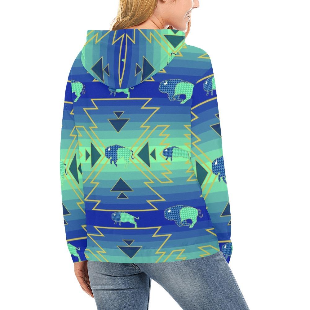 Buffalo Run All Over Print Hoodie for Women (USA Size) (Model H13) All Over Print Hoodie for Women (H13) e-joyer 