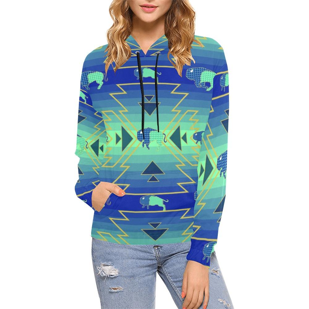 Buffalo Run All Over Print Hoodie for Women (USA Size) (Model H13) All Over Print Hoodie for Women (H13) e-joyer 