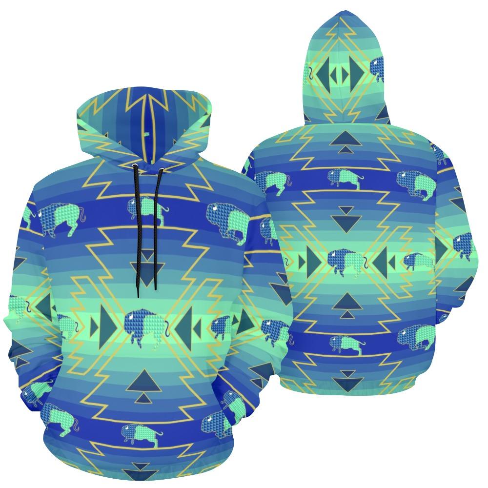 Buffalo Run All Over Print Hoodie for Women (USA Size) (Model H13) All Over Print Hoodie for Women (H13) e-joyer 