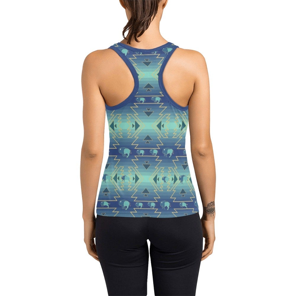 Buffalo Run Women's Racerback Tank Top (Model T60) Racerback Tank Top (T60) e-joyer 