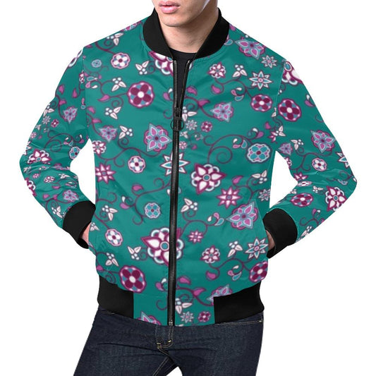 Burgundy Bloom All Over Print Bomber Jacket for Men (Model H19) Jacket e-joyer 