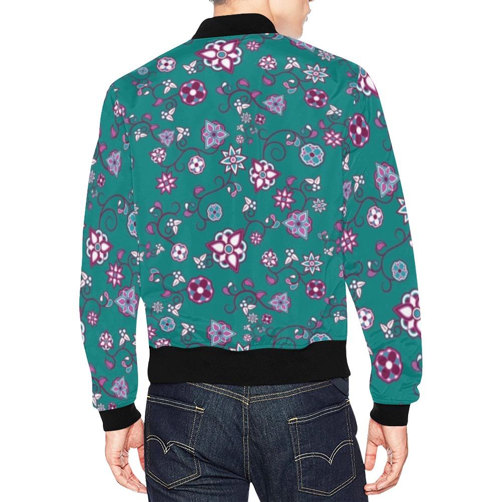 Burgundy Bloom All Over Print Bomber Jacket for Men (Model H19) Jacket e-joyer 
