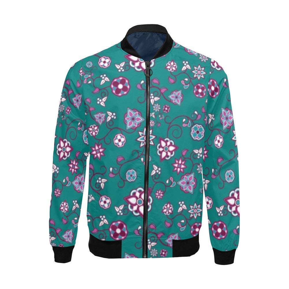 Burgundy Bloom All Over Print Bomber Jacket for Men (Model H19) Jacket e-joyer 