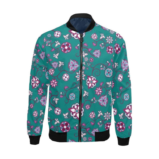 Burgundy Bloom All Over Print Bomber Jacket for Men (Model H19) Jacket e-joyer 