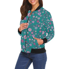 Load image into Gallery viewer, Burgundy Bloom All Over Print Bomber Jacket for Women (Model H19) Jacket e-joyer 
