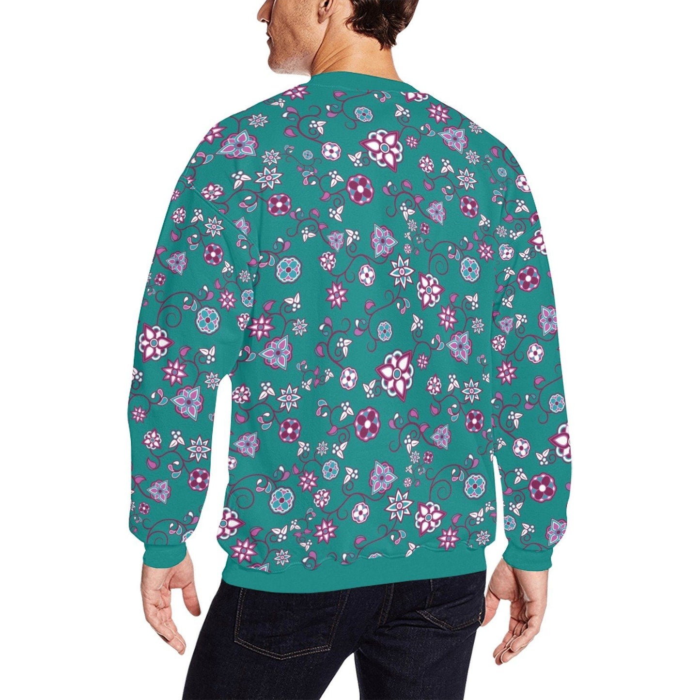 Burgundy Bloom All Over Print Crewneck Sweatshirt for Men (Model H18) shirt e-joyer 