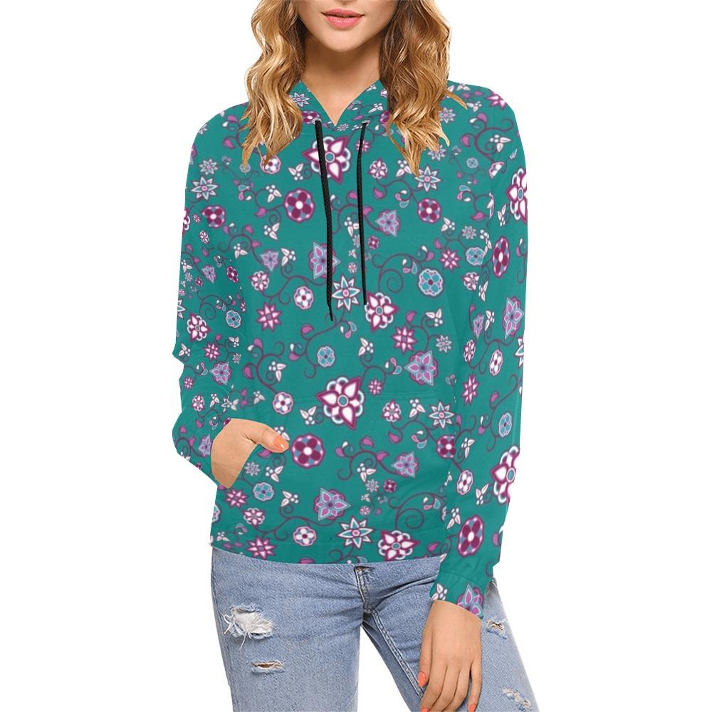 Burgundy Bloom All Over Print Hoodie for Women (USA Size) (Model H13) All Over Print Hoodie for Women (H13) e-joyer 