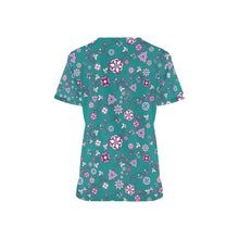 Load image into Gallery viewer, Burgundy Bloom All Over Print Scrub Top Scrub Top e-joyer 
