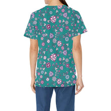 Load image into Gallery viewer, Burgundy Bloom All Over Print Scrub Top Scrub Top e-joyer 
