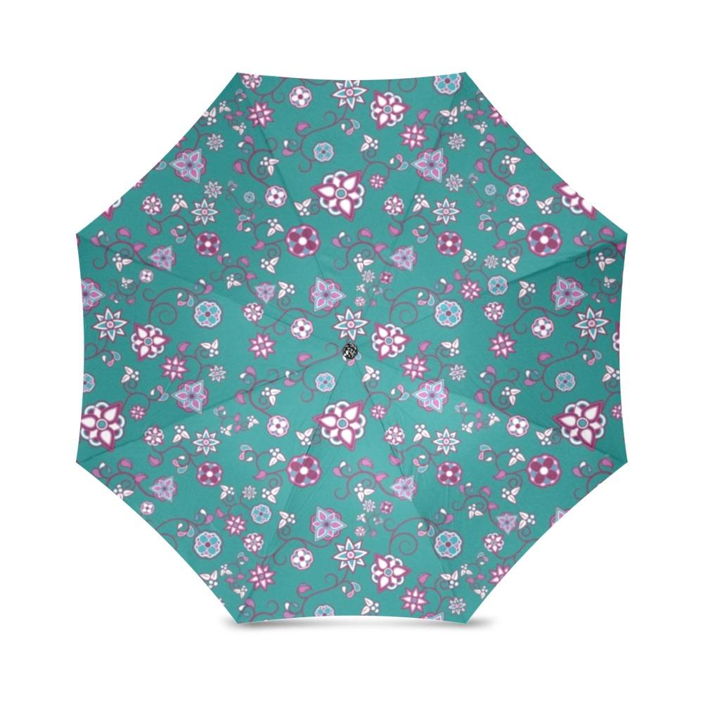 Burgundy Bloom Foldable Umbrella (Model U01) Foldable Umbrella e-joyer 