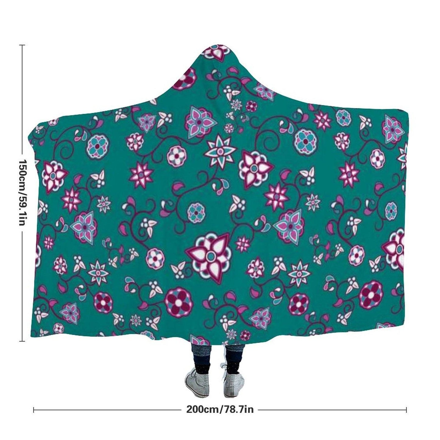 Burgundy Bloom Hooded Blanket blanket 49 Dzine 