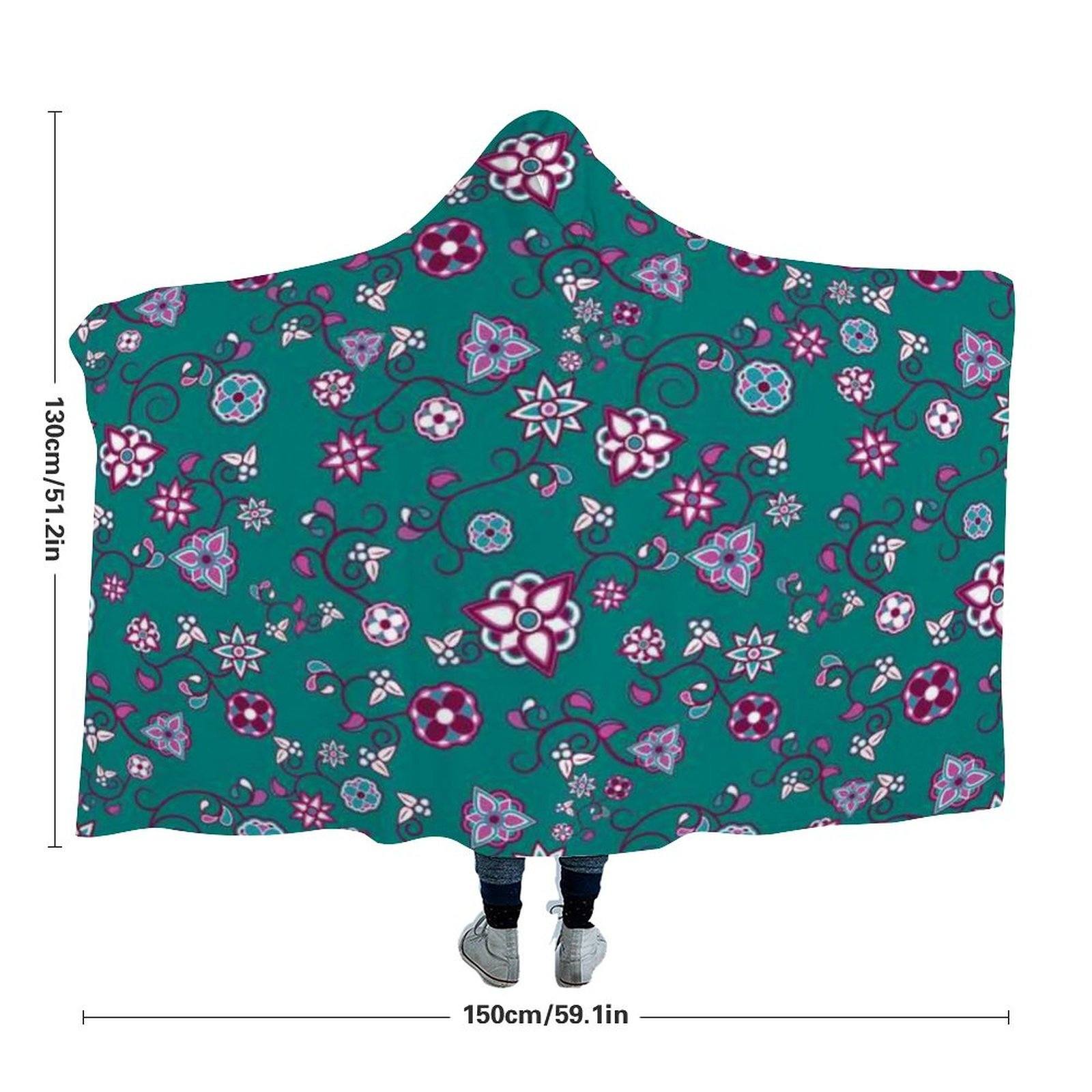 Burgundy Bloom Hooded Blanket blanket 49 Dzine 