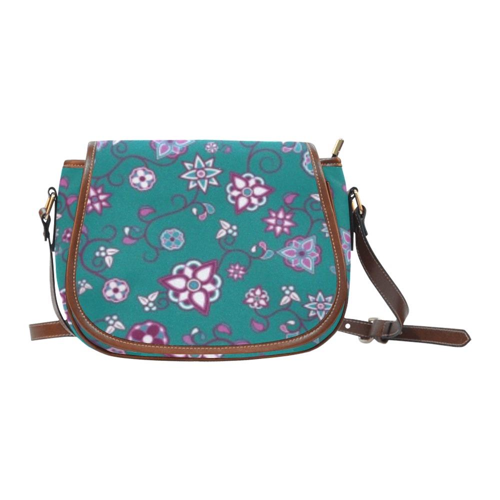 Burgundy Bloom Saddle Bag/Small (Model 1649) Full Customization Saddle Bag/Small (Full Customization) e-joyer 