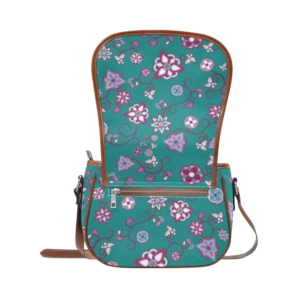 Burgundy Bloom Saddle Bag/Small (Model 1649) Full Customization Saddle Bag/Small (Full Customization) e-joyer 