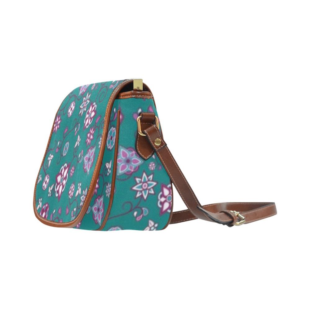 Burgundy Bloom Saddle Bag/Small (Model 1649) Full Customization Saddle Bag/Small (Full Customization) e-joyer 