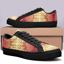 Load image into Gallery viewer, Butterfly and Roses on Geometric Aapisi Low Top Canvas Shoes Black Sole aapisi Herman 
