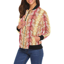 Load image into Gallery viewer, Butterfly and Roses on Geometric All Over Print Bomber Jacket for Women (Model H19) All Over Print Bomber Jacket for Women (H19) e-joyer 
