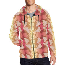 Load image into Gallery viewer, Butterfly and Roses on Geometric All Over Print Full Zip Hoodie for Men (Model H14) All Over Print Full Zip Hoodie for Men (H14) e-joyer 
