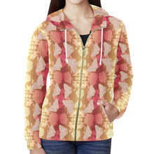 Load image into Gallery viewer, Butterfly and Roses on Geometric All Over Print Full Zip Hoodie for Women (Model H14) All Over Print Full Zip Hoodie for Women (H14) e-joyer 
