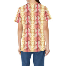 Load image into Gallery viewer, Butterfly and Roses on Geometric All Over Print Scrub Top Scrub Top e-joyer 
