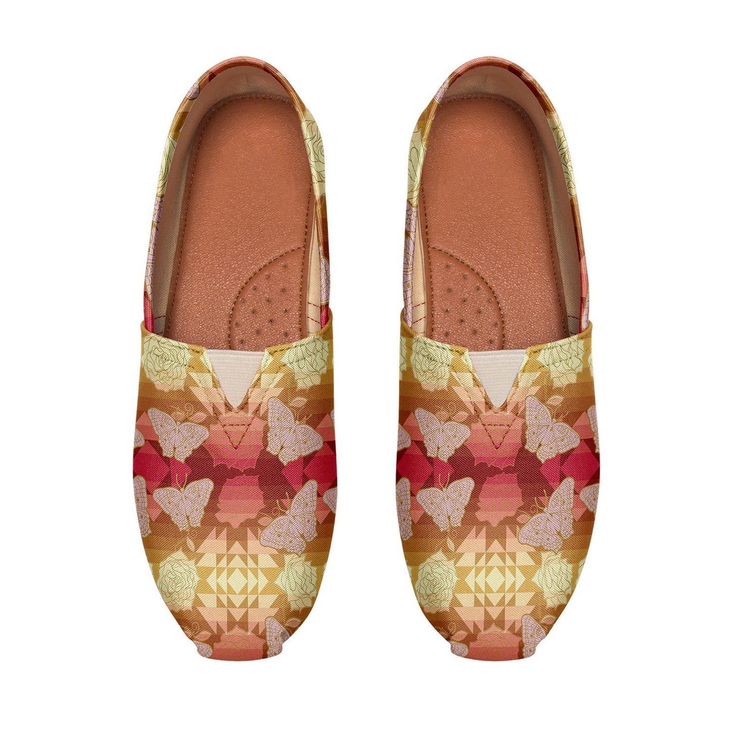 Butterfly and Roses on Geometric Casual Unisex Slip On Shoe Herman 