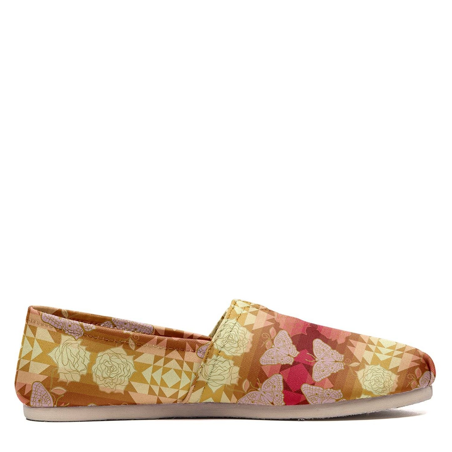 Butterfly and Roses on Geometric Casual Unisex Slip On Shoe Herman 