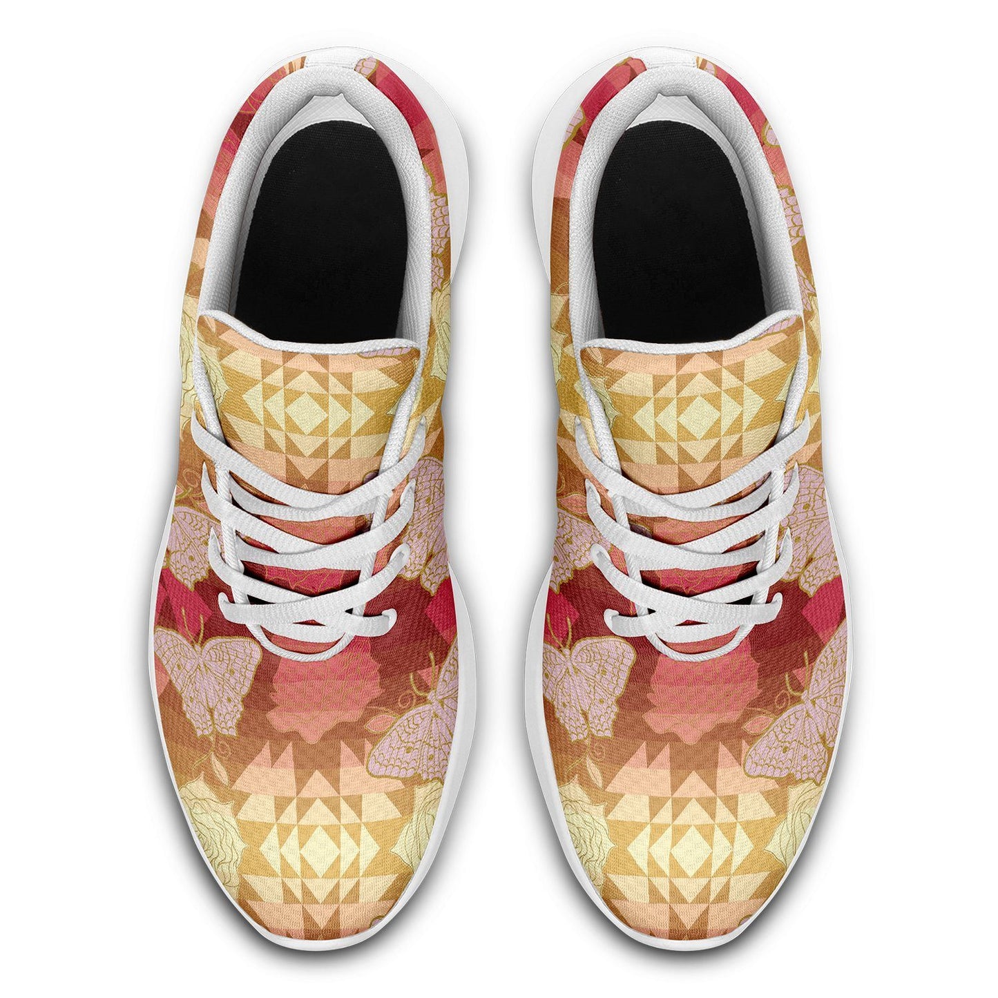 Butterfly and Roses on Geometric Ikkaayi Sport Sneakers ikkaayi Herman 