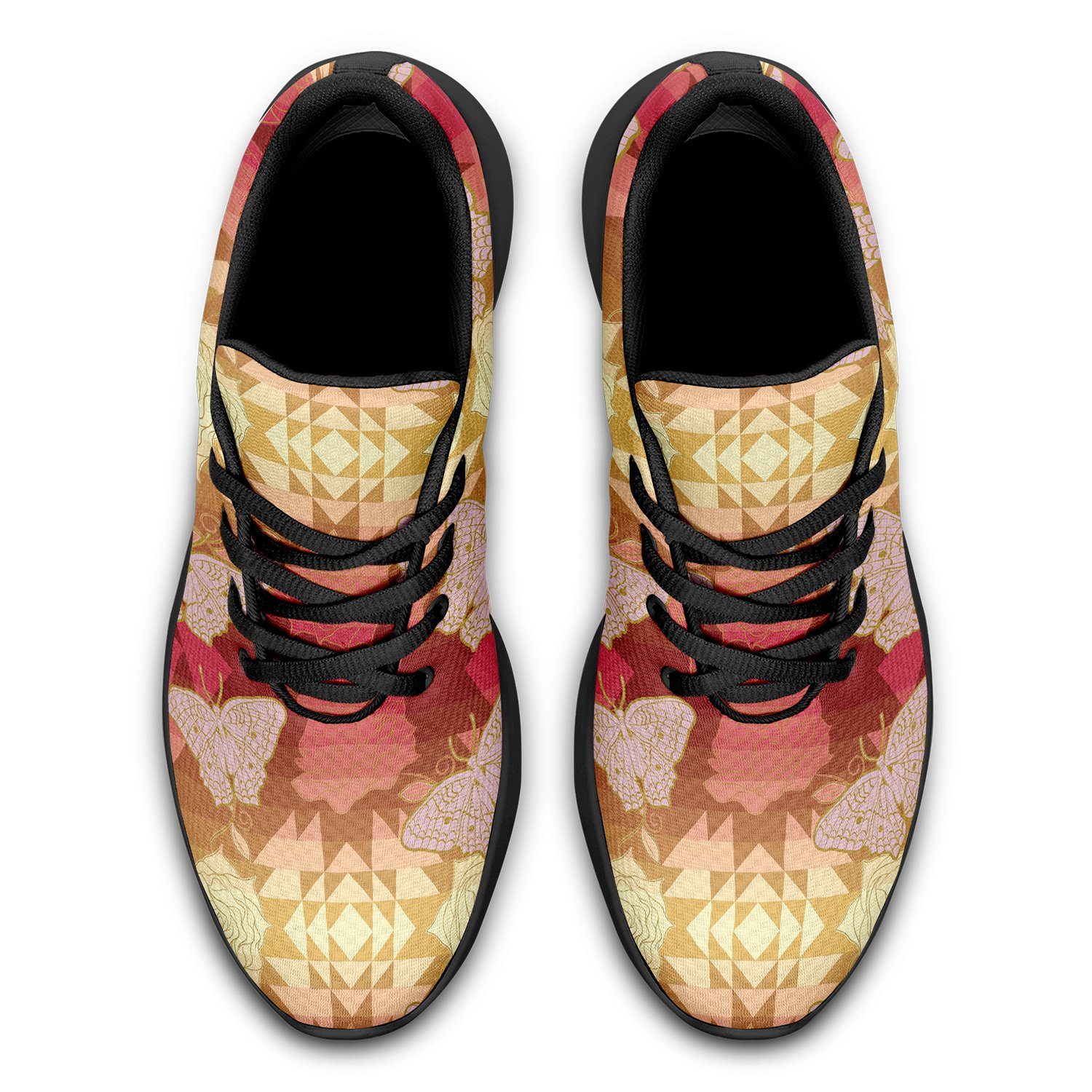 Butterfly and Roses on Geometric Ikkaayi Sport Sneakers ikkaayi Herman 