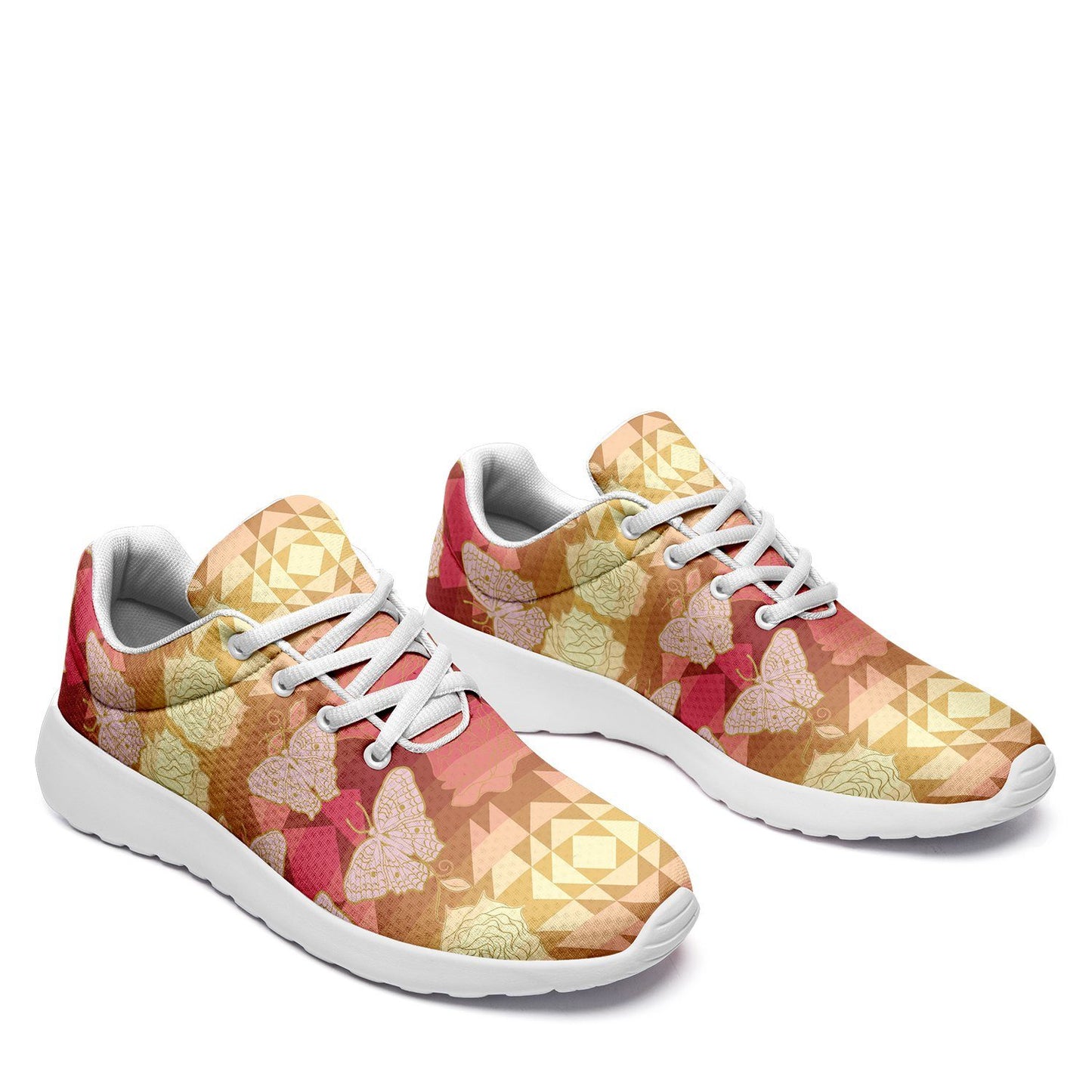 Butterfly and Roses on Geometric Ikkaayi Sport Sneakers ikkaayi Herman 