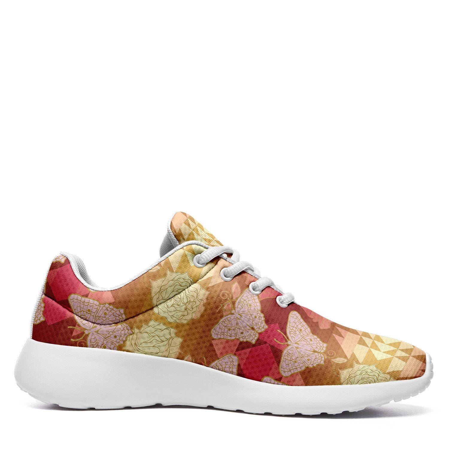 Butterfly and Roses on Geometric Ikkaayi Sport Sneakers ikkaayi Herman 