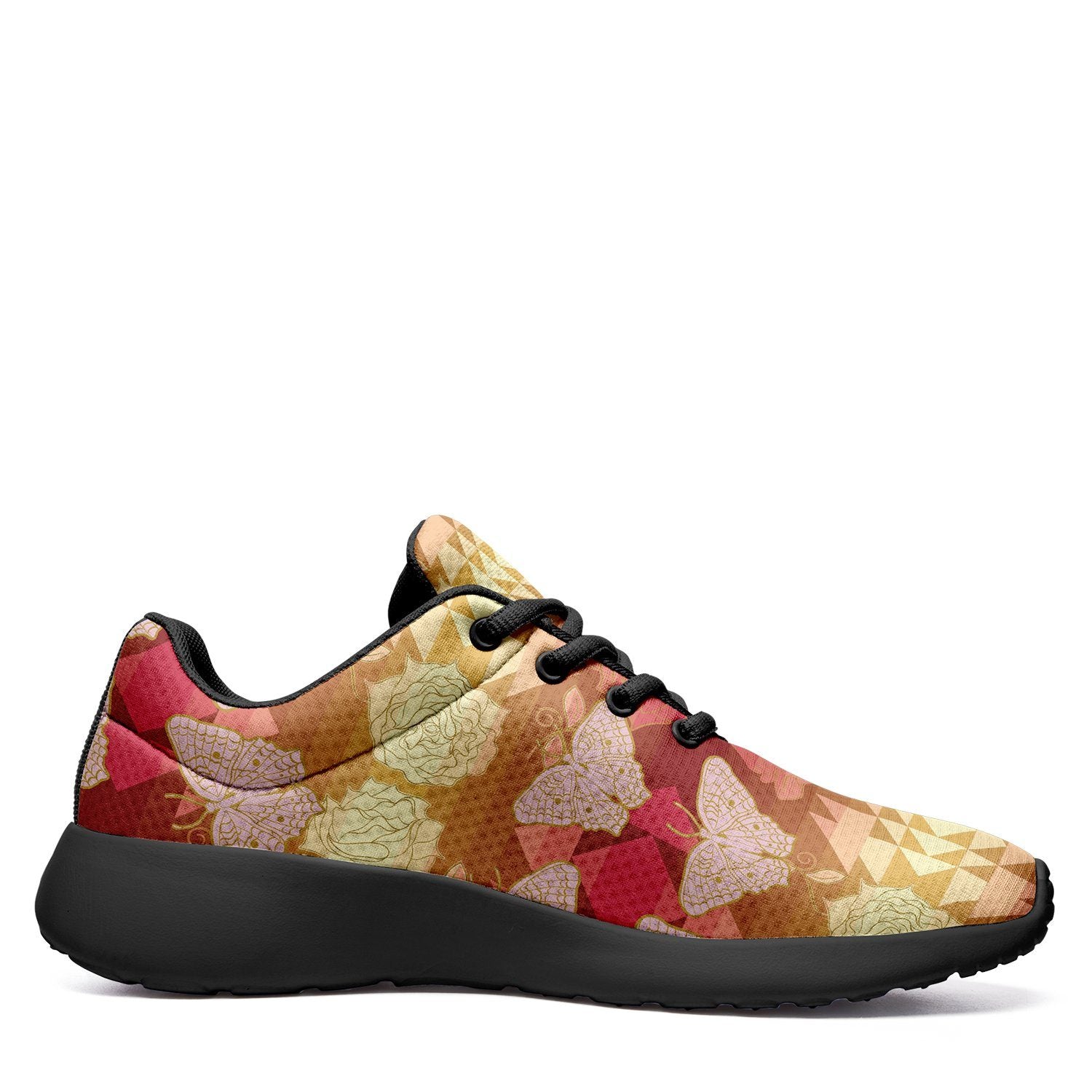 Butterfly and Roses on Geometric Ikkaayi Sport Sneakers ikkaayi Herman 