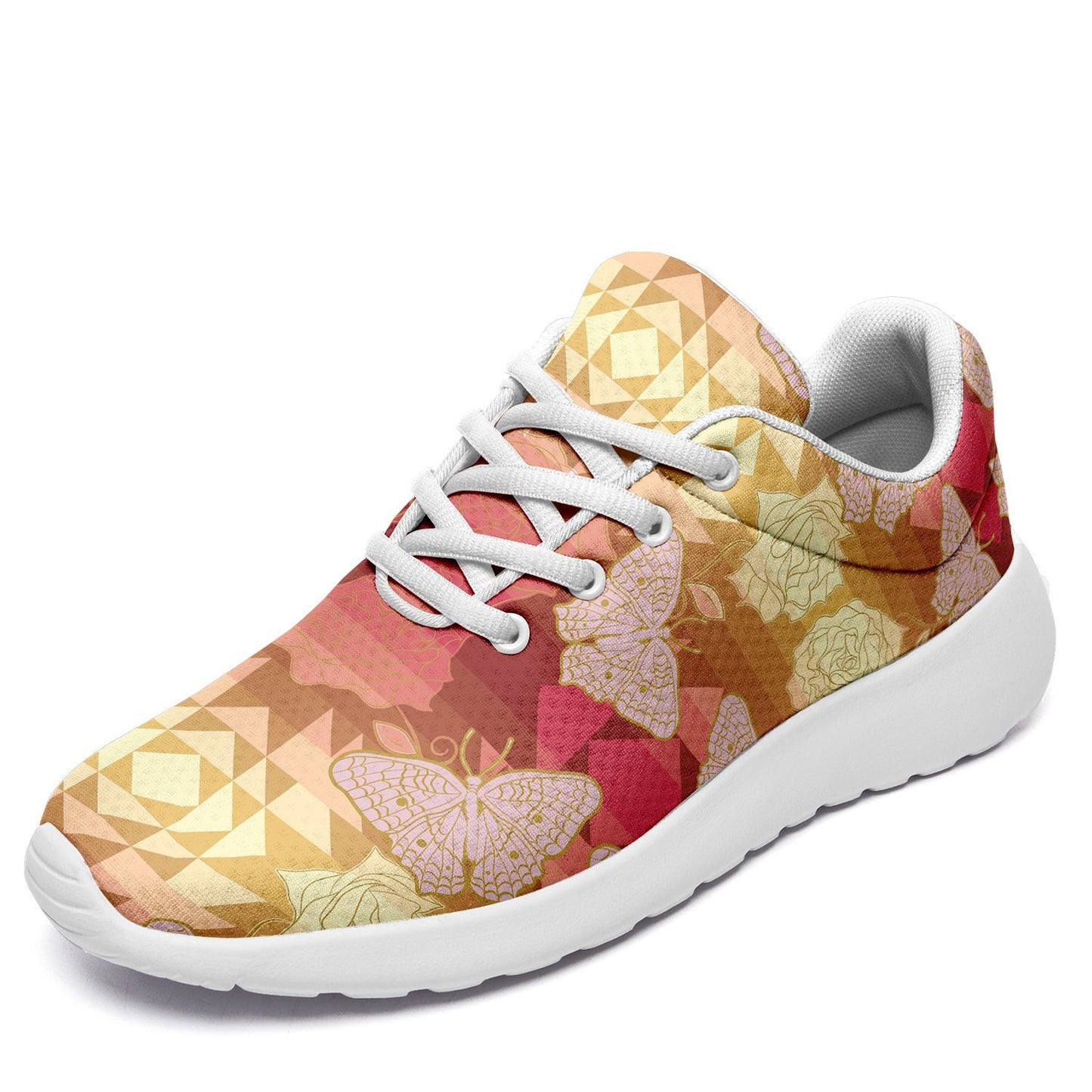 Butterfly and Roses on Geometric Ikkaayi Sport Sneakers ikkaayi Herman 