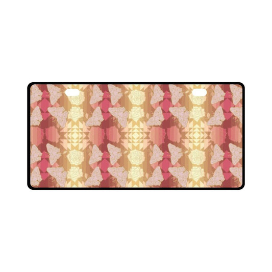 Butterfly and Roses on Geometric License Plate License Plate e-joyer 